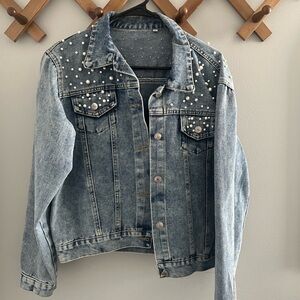 Bride Pearl Embellished Denim Jacket